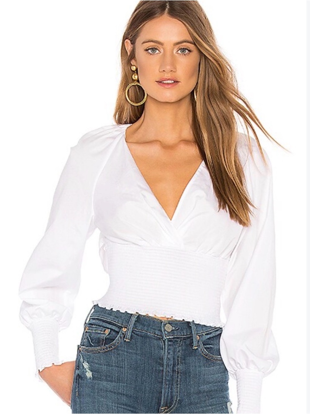Diane Von Furstenburg plunging smock top - white. Size S. NWOT